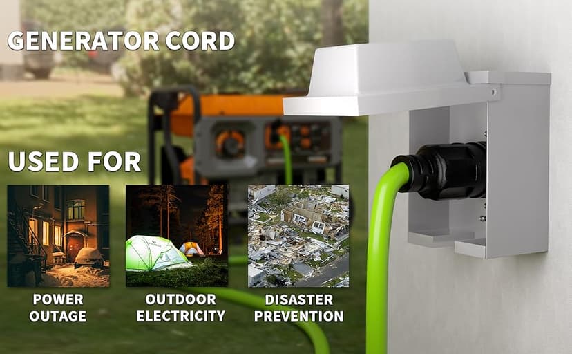 75Feet 30 Amp Generator Extension Cord 4 Prong,Heavy Duty NEMA L14-30P/L14-30R,125/250V 7500W,Green 10 Gauge STW Twist Locking Generator to House Power Cords with Cord Organizer,ETL Listed