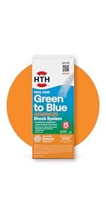 HTH 52038 Swimming Pool Care Green to Blue, Advanced Shock System, 2-Step Swimming Pool Care Solution, 1 Kit