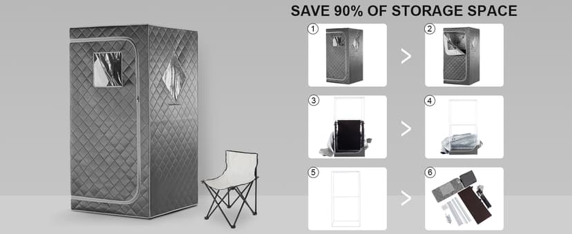 Full Size Portable Personal Infrared Sauna for Home, Personal Home Spa Tent with Remote Control, Heating Foot Pad, Foldable Reinforced Chair (Grey, L33.8 x W 33.8" x H 66.5"
