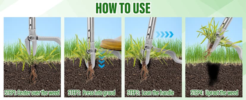 Stand up Weed Puller with 3 Claw Head, 45.6" Long Handle Weed Puller Tool Stand up Heavy Duty, Detachable Weed Remover Tool, No Need Bending Kneeling Weeding Tool for Lawn Yard Garden