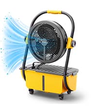 TURBRO Cordless Misting Fan with 11L Tank, High Pressure Spray Nozzles, 15ft Mist Range, Up to 50 Hours Run Time with Rechargeable Battery, 360° Swivel Wheels, Ideal for Patio, Pool and Outdoor Use