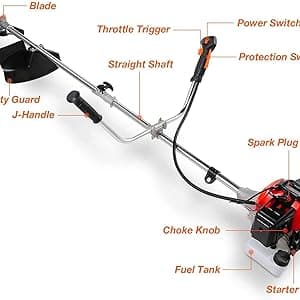 COOCHEER Weed Wacker 58cc, 4 in 1 Cordless Weed Eater Gas Powered, 2-Cycle String Trimmers Gas Brush Cutter Straight Shaft Gas Grass Trimmer for Lawn and Garden Care Trimming, Red