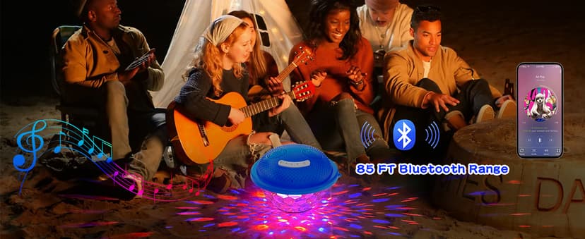KingSom Bluetooth Pool Speaker,Floating Pool Speaker with Colorful Lights,Hot Tub Speakers IP68 Waterproof pool Speakers,16W Loud Stereo Sound Bluetooth speaker,TWS Pairing Floating speakers for Pools