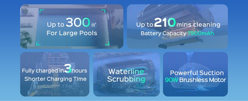 WYBOT S2 Inground Pool Vacuum up to 3230.Sq.ft, Cordless Robotic Pool Cleaner Lasts 210 Mins with Smart Navigation, Dual Filtration, Touch/APP Modes