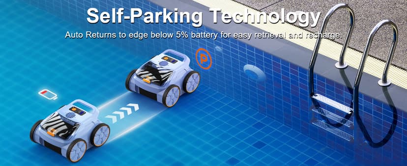 (2025 New) Robotic Pool Vacuum, Robotic Pool Cleaner for Inground Pools, Smart Navigation, Floor/Wall/Waterline Cleaning, 180 Mins Runtime for Pool Up to 2100 Sq.ft