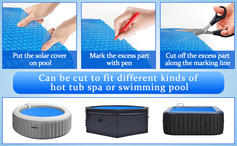 Solar Hot Tub Spa Bubble Cover Blanket for 6 7 Ft Round Inflatable Hot Tub Spa Pool Thermal Insulation Floating Bubble Wrap Covers Blankets(6 Ft)
