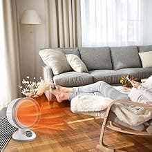 2 in 1 Heater Fan Combo, 1500W Portable Space Heater with Adjustable Temperature, Electric Cooling Fan with Oscillating,Overheat & Tip-Over Protection, Ideal for Home & Office Use
