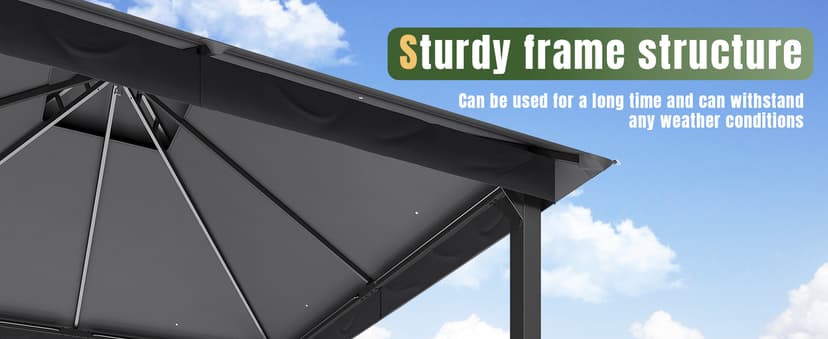 AOXUN Outdoor Gazebo for Patio 10x10, Metal Frame Canopy with Double Roofs, Heavy Duty Party Tent and Shelter with Mosquito Netting and Privacy Screen for Backyard, Lawn, Garden, Deck (Grey)