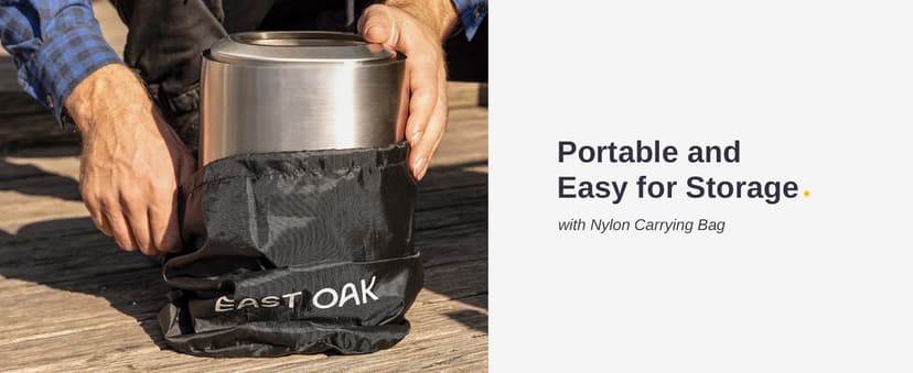 EAST OAK Brasa Smokeless Tabletop Fire Pit, 304 Stainless Steel Mini Tabletop Firepit for Patio and Outdoor Camping, Removable Ashtray, Dual-Fuel Stove, Silicone Pad & Travel Bag, H: 10.1" x D: 7"