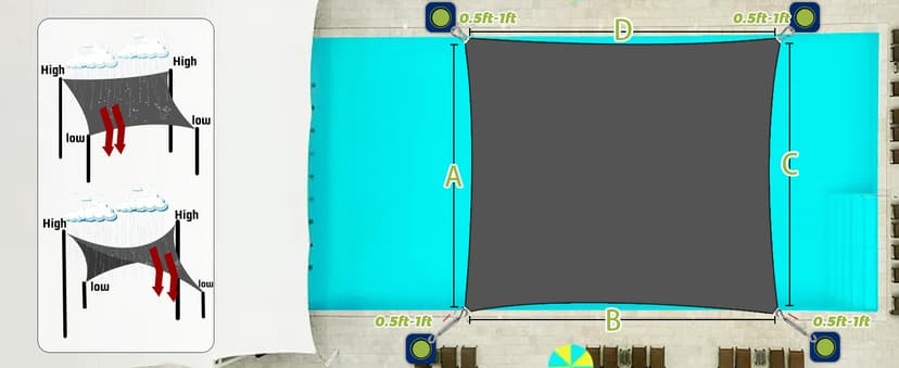 LOVE STORY Waterproof 10'x10' Rectangle Sand Sun Shade Sail Cannoy UV Resistant for Outdoor Patio Garden Backyard (We Make Custom Size)