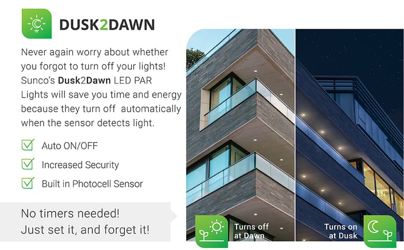 Sunco Outdoor LED Flood Light, Waterproof PAR38 Dusk to Dawn Bulb, 1250 LM, 120W Equivalent 15W, Exterior, Wet-Rated, 3000K Warm White, E26 Base, UL 2 Pack