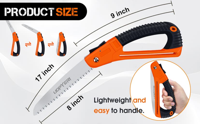 Folding Hand Saw, 8 Inch Heavy Duty High Carbon Steel Blade for Smooth Cutting, Camping, Gardening, Tree Pruning, Wood Cutting, Compact Design with Non-Slip Ergonomic Handle for Outdoor Use