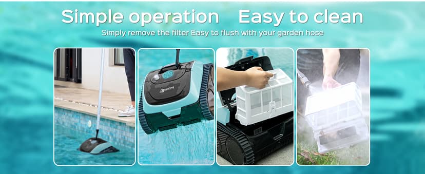 Pool Vacuum for Inground Pools, Cordless Robotic Pool Cleaner, Wall and Waterline Cleaning, Intelligent Route Planning, 150 min Runtime, for Pools up to 1,600 Sq.ft