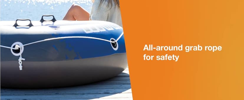 INTEX 58825EP River Run 1 Inflatable Floating Lounge: Comfortable Backrest – Built-in Cup Holders – Durable Grab Handles – All Around Grab Rope – 220lb Weight Capacity– Blue