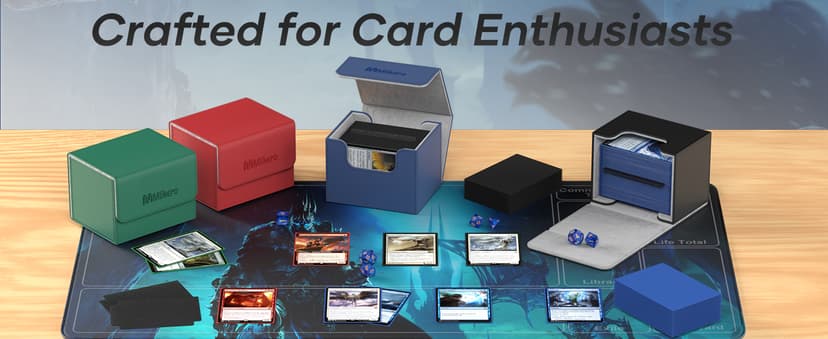 Mlikero Card Deck Box, Commander Deck Box Holds 100+ Double-Sleeved Cards with Divider, Leather Magnetic Closure Card Box Fit for MTG, TCG (Red)
