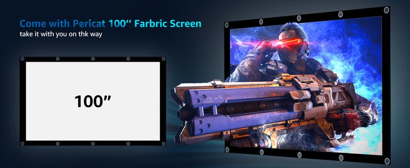 5G WIFI Bluetooth Projector with 100" Screen, 15000L Native 1080P Outdoor Projector, Pericat Home Theater Movie Projector,15W HIFI Speaker Video Projector Compatible with TV Stick/Phone/PC/Xbox