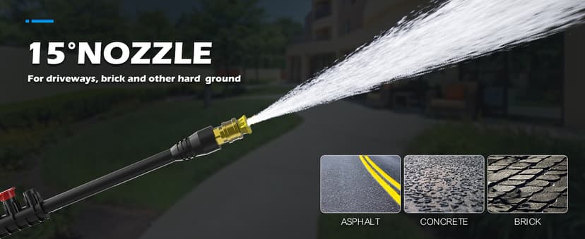 Pressure Washer, 5000PSI 3.2GPM Adjustable Touch Screen with 55FT Total Length Power Washer Electric Powered 4 Nozzles for Driveways Furniture or Cars 2000W