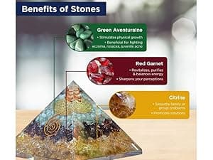 Orgonite Crystal Triple Money Pyramid Energy Generator Promotes Wealth and Prosperity with Green Aventurine, Red Garnet and Citrine – Attract Money and Success with Lucky Orgone Crystals