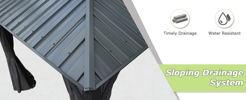 Domi 10' x 10' Hardtop Gazebo Outdoor Metal Gazebo with Galvanized Steel Double Roof Canopy, Curtains and Netting for Patio, Backyard, Deck, Lawn, Grey