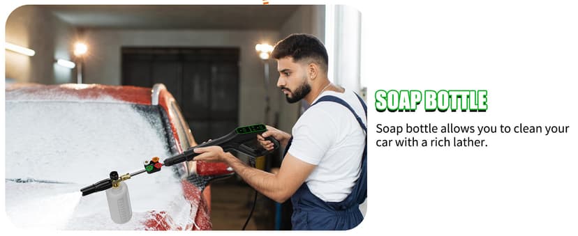 Buyplus Wall Mounted Pressure Washer, 5200PSI 3.2GPM Electric Power Washer, Remote Controlled with 100FT Retractable Hose, GFCI Power Cord, Foam Cannon, 5 Nozzles for Cars, Driveways, Patios, Black