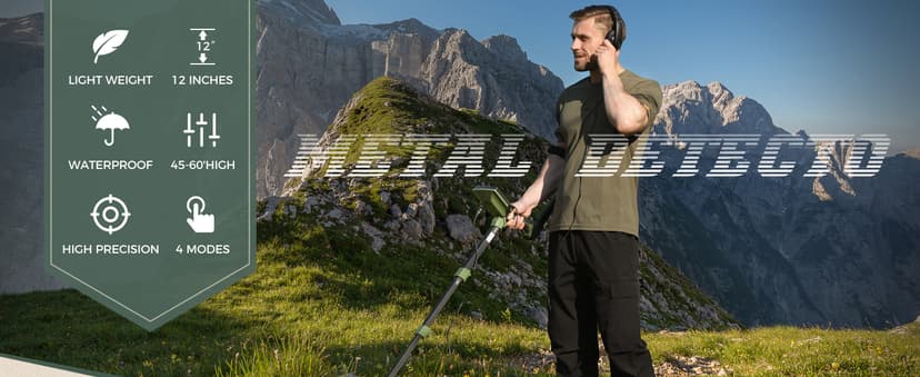 Professional Metal Detector for Adults,12" IP68 Waterproof Search Coil with LCD Backlight,5 Modes Gold Detector,Advanced DSP Chip&High Accuracy System for Beach/Gold Hunting