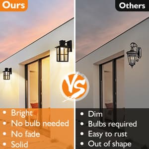 Brightever LED Outdoor Wall Lights, 10W 3000K/4000K/6500K Selectable, 800LM High Brightness Black Exterior Light Fixture with Clear Glass Shade, Waterproof Outdoor Wall Lanterns for Patio, 1 Pack