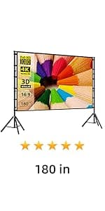 Projector Screen and Stand,Towond 150 inch Indoor Outdoor Projection Screen, Portable 16:9 4K HD Rear Front Movie Screen with Carry Bag Wrinkle-Free Design for Home Theater Backyard Cinema