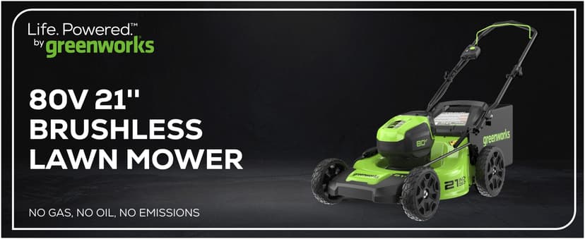 Greenworks 80V 21" Brushless Cordless (Push) Lawn Mower (75+ Compatible Tools), 4.0Ah Battery and 60 Minute Rapid Charger Included