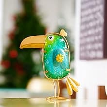 Funny Metal & Glass Bird Decor Set of 3 - Unique Colorful Indoor & Outdoor Garden Statues Whimsical Lawn Decorations Handmade Bird Sculptures Garden Decor for Outside