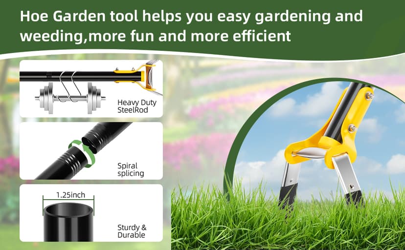 Hoe Garden Tool,Scuffle Garden Hoe for Weeding 30-60 Inch,Long Handle Heavy Duty Adjustable Hula Hoe,Gardening Stainless Steel Loop Stirrup Action Hoe