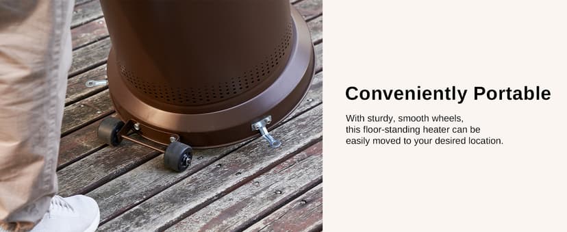 EAST OAK 50,000 BTU Patio Heater for Outdoor Use With Round Table Design, Double-Layer Stainless Steel Burner and Wheels, Outdoor Patio Heater for Home and Commercial, Bronze, 31.9" x 31.9" x 86.6"