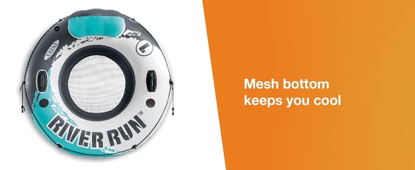 INTEX 58825EP River Run 1 Inflatable Floating Lounge: Comfortable Backrest – Built-in Cup Holders – Durable Grab Handles – All Around Grab Rope – 220lb Weight Capacity– Blue