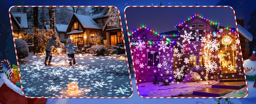 Christmas Projector Lights Outdoor, Clearer Snowflake Projector Lights IP65 Waterproof, LED Rotating Snowfall Decor Lamp for Xmas Holiday Wedding Indoor Party New Year Garden Decorations