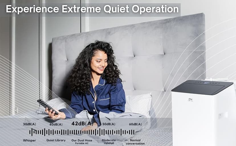 Cooper&Hunter 14,000 BTU (12,000 BTU SACC) Inverter Portable Air Conditioner with Heat Pump with Dual Hose, Dehumidifier, and Fan For Areas Up To 550 Sq. Ft, with Remote Control & Window Kit