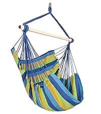 Highwild Hammock Chair Hanging Rope Swing - Max 500 Lbs - 2 Cushions Included - Steel Spreader Bar with Anti-Slip Rings - for Any Indoor or Outdoor Spaces (Grey)