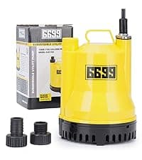 1/6HP Portable Utility Pump Submersible Small Backup Sump Pump Draining pump to Remove Water from Flooding House Basement Pool Tankless Heater Flushing Pump with 10-Foot Cord SUB 1100