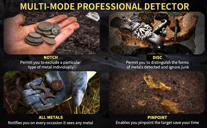 SAKOBS Metal Detector for Adults Professional – Higher Accuracy 9 Types of Metal Target Detection, 11" Waterproof Double-D Coil, New Upgraded DSP Chip and LCD Display (12.8" Detection Depth)