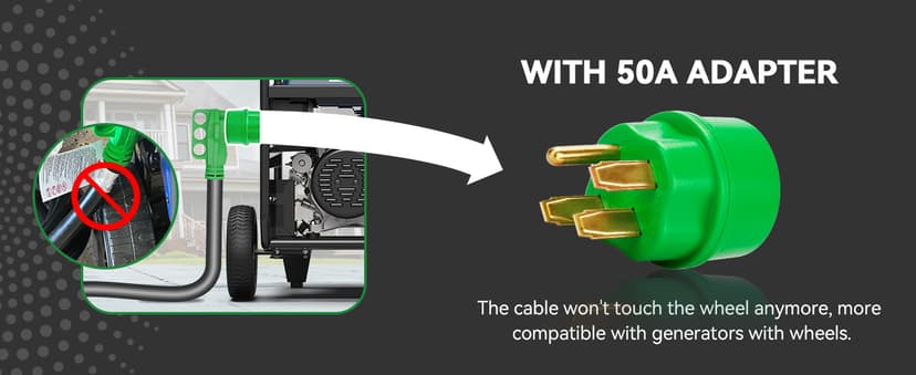 50 Amp Generator Cord 25FT and Power Inlet Box Combo Kit - Pre-Drilled, Waterproof, NEMA 14-50P to SS2-50R, ETL Listed