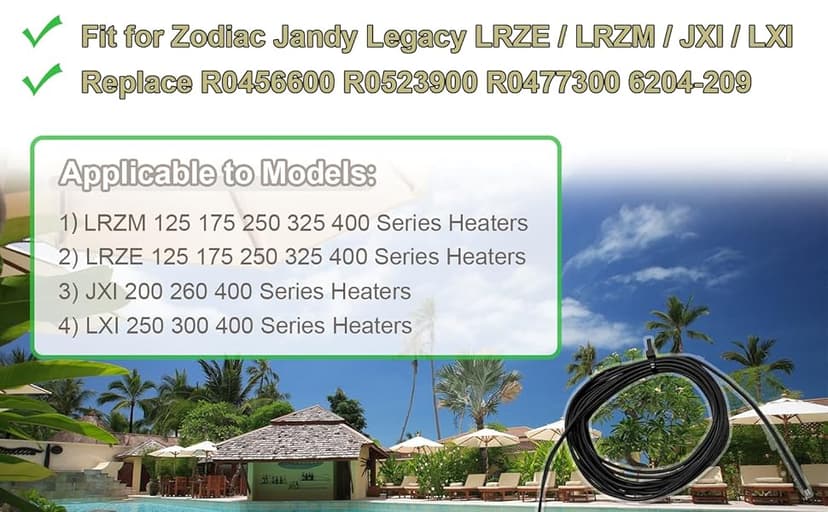 Upgraded R0456500 Temperature Sensor, for Zodiac Jandy Legacy LRZE / LRZM / JXI / LXI 125 175 200 250 260 300 325 400 Pool / Spa Heaters, Replace R0456600 R0523900 R0477300 6204-209 Thermistor Sensor