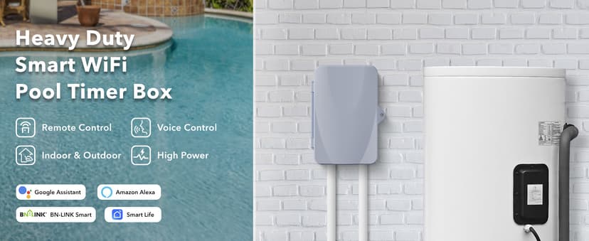 BN-LINK Pool Pump Timer, Outdoor Indoor Smart Wi-Fi Timer Box, 2HP 40A Max, 120, 240, 277 VAC, for Pool Pump, Water Heater, Fans, SPA, APP Remote Control, Compatible with Alexa, Google Assistant