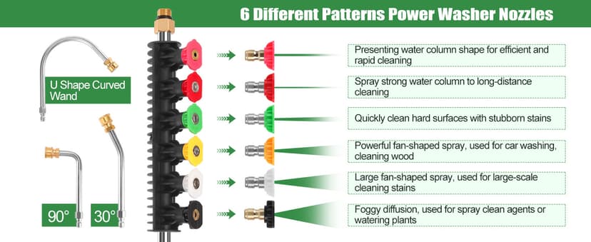 Gutter Cleaning Tools From the Ground, 10 Pack 9 FT Pressure Washer Extension Wand, Power Washer Lance With 6 Pressure Washer Spray Nozzle Tips, 30°, 90°, 120° Gutter Cleaner Curved Rod, 4000 PSI