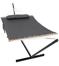 12ft Rope Hammocks, 46'' Wide Hardwood Spreader Bar (Beige, Twin)