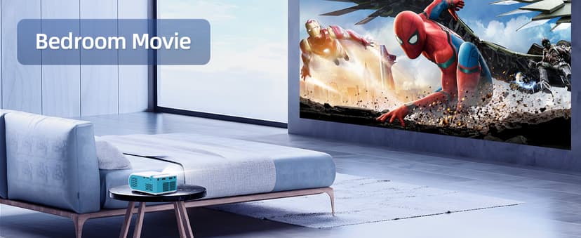 Nasin Mini Projector, 1080P Supported Portable Movie Projector, Home Theater and Outdoor Use, Compatible with IOS, Android, Tablet, Laptop, TV Stick, Type C, USB & HDMI, Bluetooth Proyector