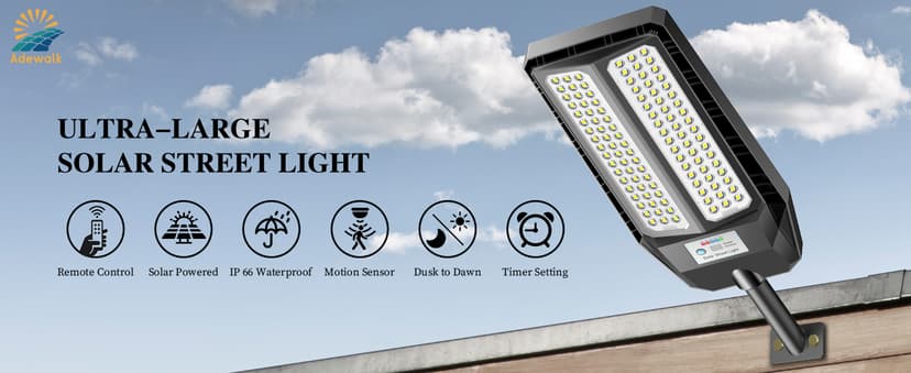 5000W Solar Lights Outdoor - 6500K LED Solar Street Lights Outdoor, Dusk to Dawn, IP66 Waterproof Solar Flood Lights with Motion Sensor and Remote Control for Yard, Patio, 2 Pack