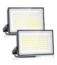 Onforu 100W Flood Lights Outdoor, 9000lm Bright LED Work Light with Plug, 6500K Daylight White LED Flood Lighting, IP66 Waterproof Security Yard Lights for Yard Garage Stadium 2 Pack
