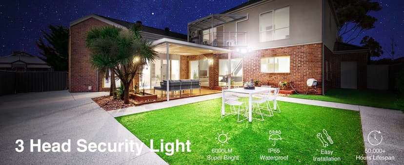 Onforu 2 Pack 60W Flood Lights Outdoor, 6000LM LED Flood Lighting Outdoor Switch Controlled, IP65 Waterproof Exterior Floodlight Fixture with 3 Adjustable Heads, 6500K Security Light for Garage Yard