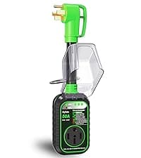 EyGde 50 Amp to 4 Prong 30 Amp Generator Adapter with Surge Protector - Patented NEMA 14-50P Twist Lock Male to L14-30R Female Plug, STW Cord with Circuit Analyzer for Generator