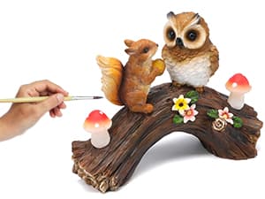 Solar Owl Garden Statues Outdoor Decor Resin Owl Squirrel Figurine with Mushroom Lights for Patio Lawn Yard Decorations Christmas Housewarming Gardening Gifts for Women Mom