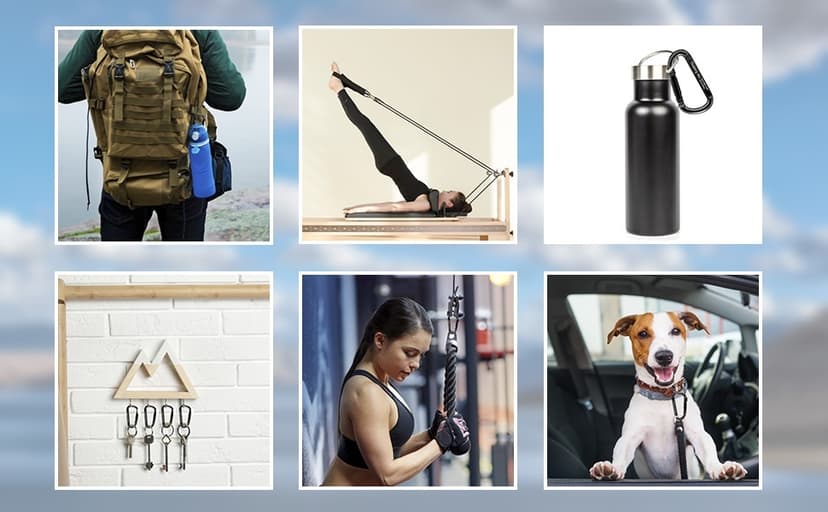 Carabiner Clip, 855lbs,3" Iron Heavy Duty Caribeaners for Hammocks, Camping Accessories,Hiking,Keychains,Outdoors and Gym etc,D Shaped Spring Hook Small Carabiners for Dog Leash,Harness and Key Ring.