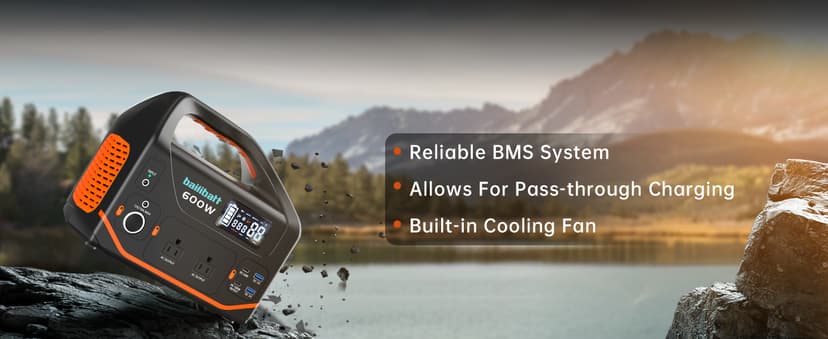 Portable Power Station 600W,293Wh Portable Generator for Home Use, Quiet Generator for Camping Travel Emergency CPAP Survival Backup Outdoor Apartment,100W PD & 110V Pure Sine Wave AC Outlet